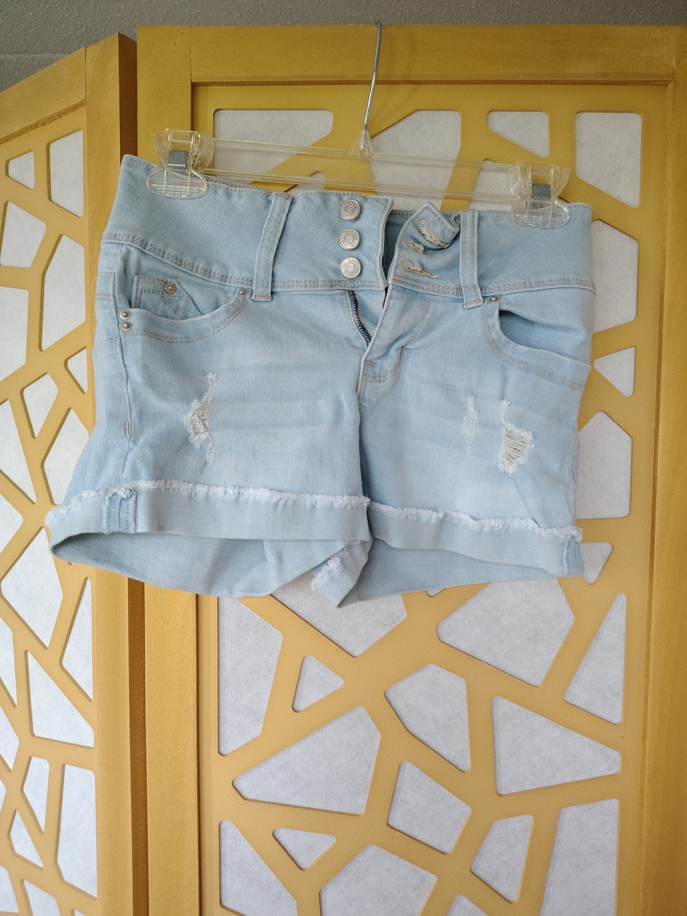 Light Wash Distressed Women's Denim Shorts